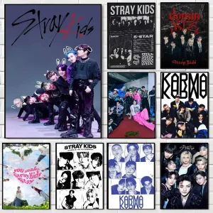 Hot KPOP S-Stray K-Kids Anime Posters Sticky Whitepaper Sticker DIY Room Bar Cafe Kawaii Room Decor