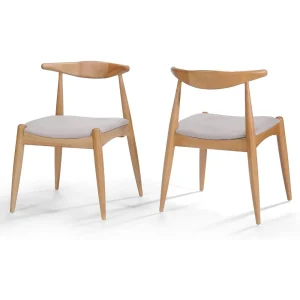 Beige Oak-Finished Francie Fabric Dining Chairs Set of 2 by Christopher Knight Home