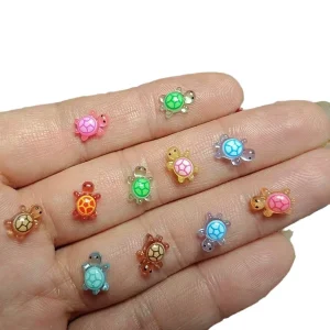 100Pcs Mini Resin Turtles Night Glow Turtle Figurines Realistic Tiny Turtles Small Animals Figures for DIY Fairy Garden Decor
